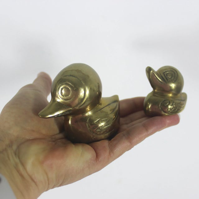 Brass Mid Century Brass Duck Mother and Ducklings- Set of 5 For Sale - Image 8 of 9