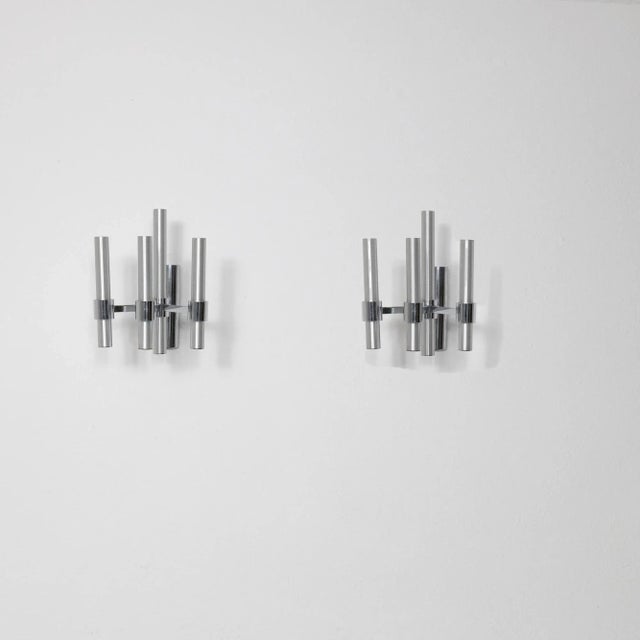 Chromed Metal Wall Lamps, 1970s, Set of 2 For Sale - Image 10 of 12