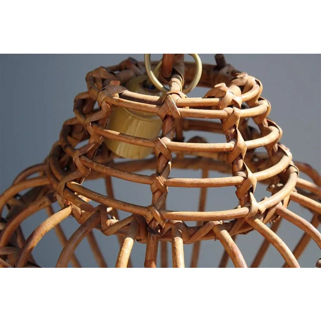 Mid-Century Modern Italian Bamboo Suspension Lamp, 1960s For Sale - Image 3 of 9