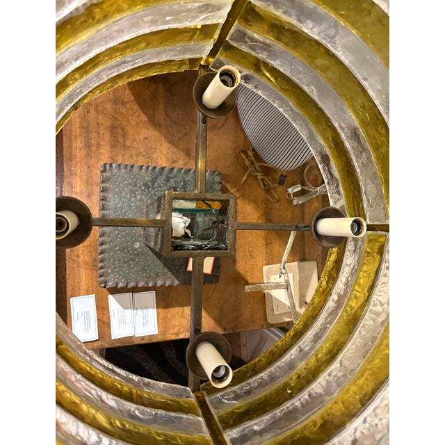 1970s Italian Brutalist Iron and Glass Lamp by Longobard. For Sale - Image 14 of 15