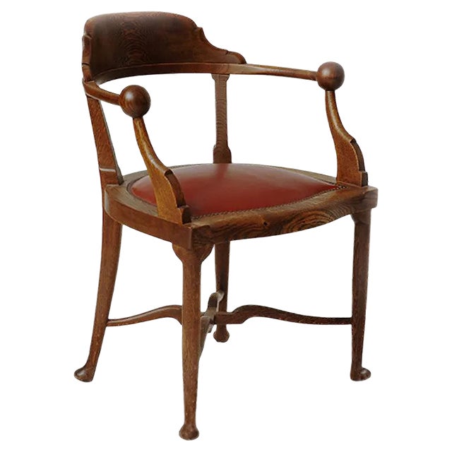 Hungarian Solid Oak Model No. 803 Armchair from Lingel Karoly & Sons, 1915 For Sale