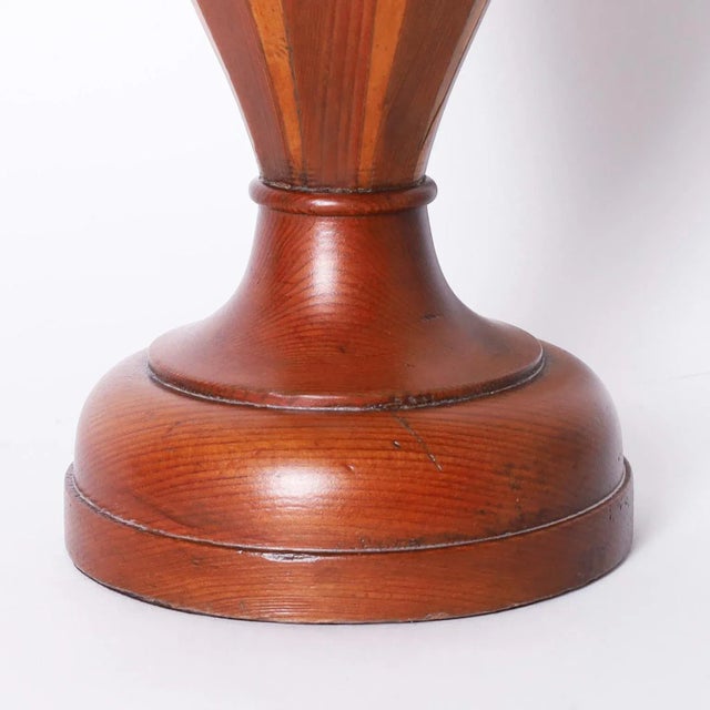 Wood Pair of Mid-Century Glass Lined Wood Vases For Sale - Image 7 of 8