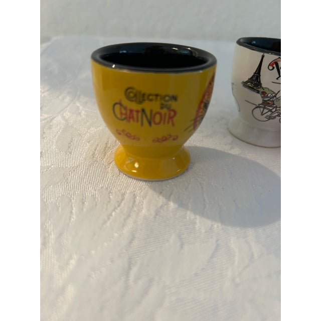 1980s French Ceramic Egg Cups, Set of 5 For Sale - Image 4 of 6