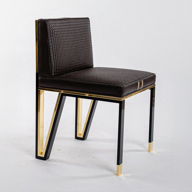Bizimyer Furniture, "Stella" Chair With Bronze and Exclusive Woven Leather, Tailor Made, Istanbul. Designed by Hasan Samet...