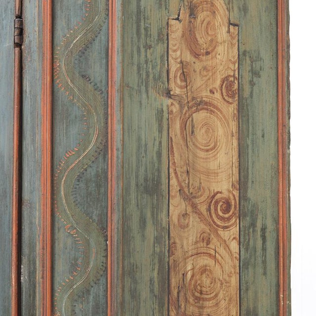 Folk Art Rustic Farmhouse Painted Bridal Cabinet, 1798 For Sale - Image 10 of 14