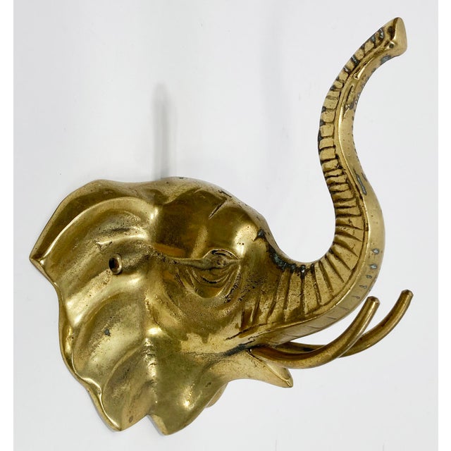 Late 20th Century Vintage Brass Elephant Motif Wall Hook For Sale - Image 5 of 5