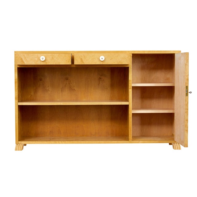 Wood Mid-Century Swedish Birch Low Open Bookcase, 1950 For Sale - Image 7 of 10