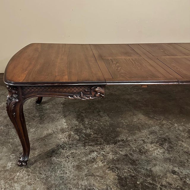 Burnt Umber Antique French Louis XIV Walnut Dining Table With 2 Leaves For Sale - Image 8 of 12