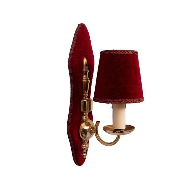 Textile Vintage Hall Set in Red Velvet, 1960s, Set of 7 For Sale - Image 7 of 13