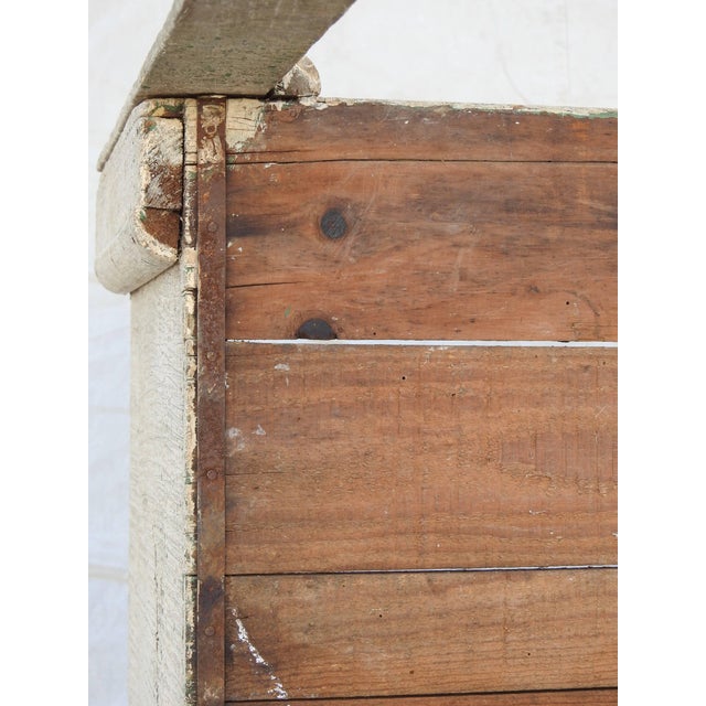Cream Primitive Painted Wood Firewood Box For Sale - Image 8 of 13