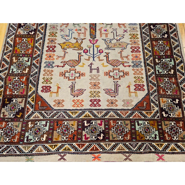 Vintage Qashqai Tribal Area Rug, Hand-Knotted Wool, Animal Motifs, 4x6, Tan & Brown For Sale - Image 9 of 14