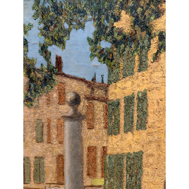 Monet French Impressionist Provence Plaza Scene Street Scene Painting Early 20th For Sale - Image 4 of 7