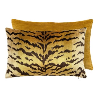 The House of Scalamandré Tigre - Silk Lumbar Pillow, Gold, 22 X 14 For Sale