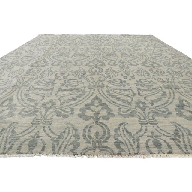 Modern 2010s Vintage Earth-Tone Damask Ikat Rug, 9'9 X 14'00 For Sale - Image 3 of 10