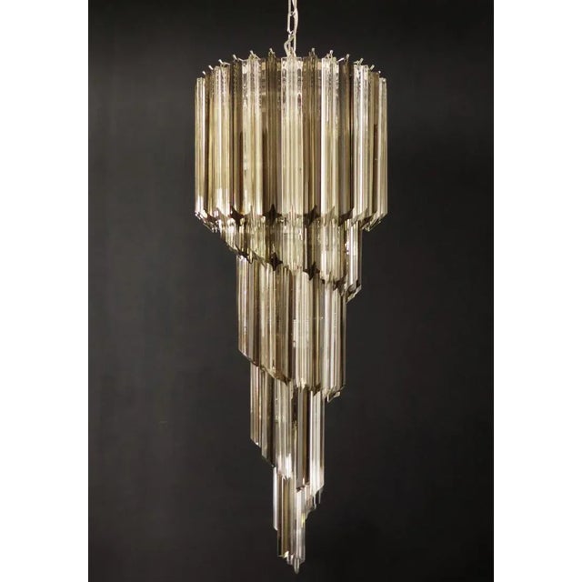 Vintage Italian Chandelier with 86 Smoked Glass Prisms, 1983 For Sale - Image 13 of 15