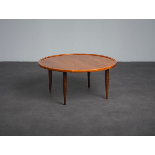 Scandinavian Modern Round Teak Coffee Table, Denmark, 1960s For Sale - Image 9 of 9