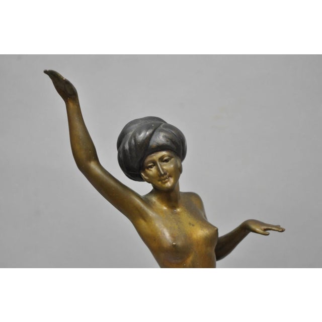 Late 20th Century Vintage Reproduction French Art Deco Style Bronze Flapper Dancer Figure Statue For Sale - Image 5 of 17