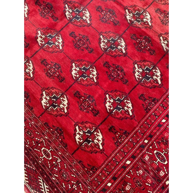 1940s Large Mid Century Turkmen Bokhara Rug For Sale - Image 5 of 18