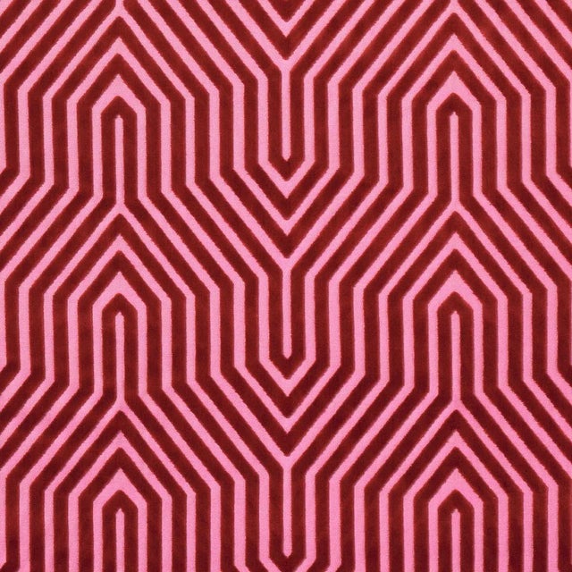 SAMPLE - Schumacher Vanderbilt Velvet Fabric In Fuchsia For Sale