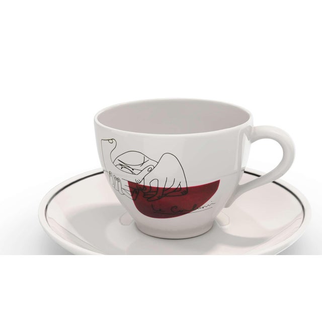 Contemporary Service Prunier Coffee Cups by Le Corbusier for Cassina, Set of 2 For Sale - Image 3 of 14