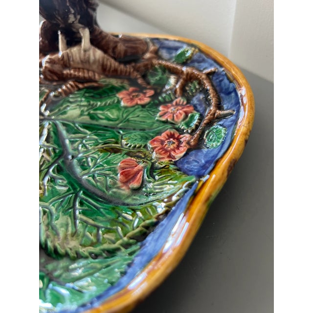 Figurative Majolica Leaf Dish With Bird For Sale - Image 3 of 10