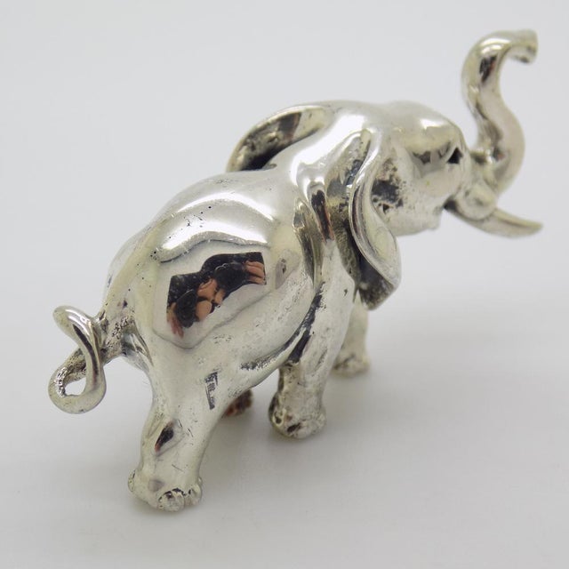 Metal Vintage Italian Handmade Silver Elephant Figurine, 1980s For Sale - Image 7 of 12