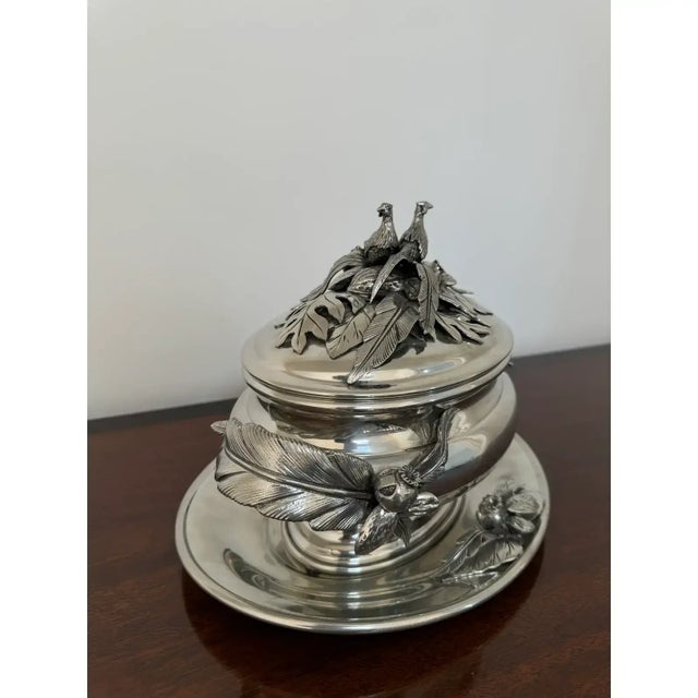 Tuscan Rare Cipolla Pewter Pheasant Tureen & Under Plate For Sale - Image 3 of 11