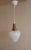 Wood Vintage Ceiling Lamp with White Patterned Glass Shade, 1970s For Sale - Image 7 of 7