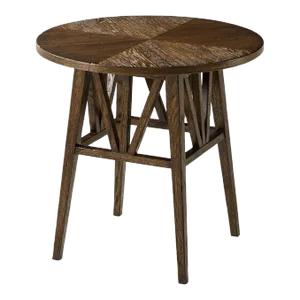 Modern Rustic Oak Round End Table