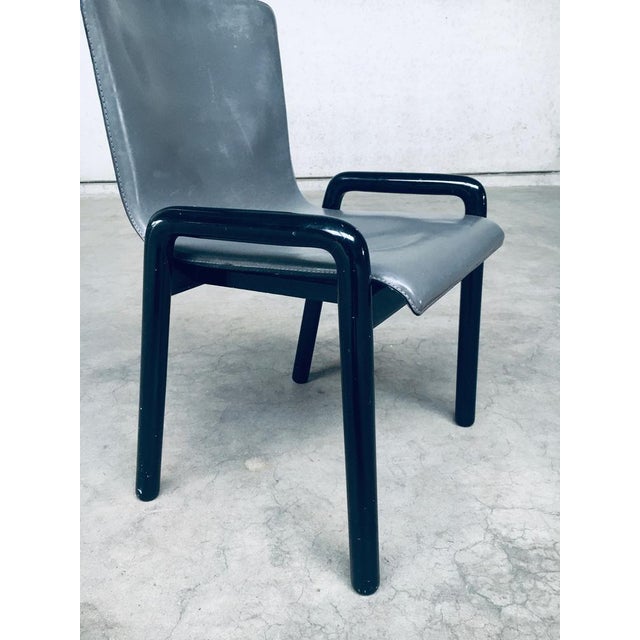 1980s Postmodern Leather Dining Chairs, Italy, 1980s, Set of 4 For Sale - Image 5 of 18