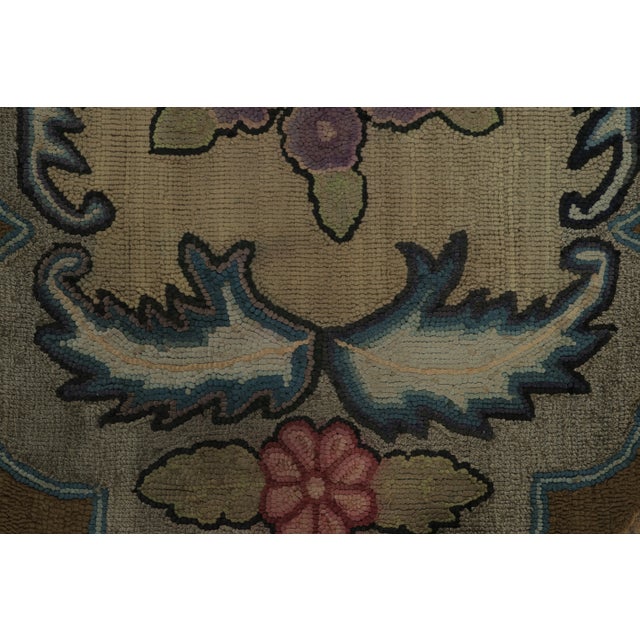 Traditional Antique Hooked Rug With Floral Medallion & Scrollwork Design - Rug & Kilim For Sale - Image 3 of 7
