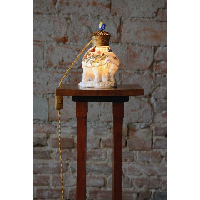 Asian Table Lamp in Brass and Porcelain, India, 1970s For Sale - Image 12 of 13