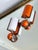 Kenneth Jay Lane Vintage 1960s Mod Geometric Clip on Earrings Orange White, Attributed to Pierre Cardin, A Pair For Sale - Image 4 of 12