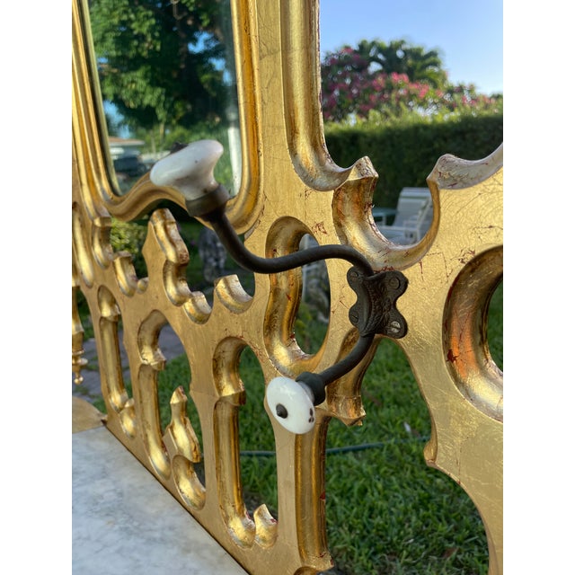 Late 19th Century Restored Gothic Revival Holy Tree With Mirror, Faux Gold Leaf Finish & Original Marble For Sale - Image 14 of 17