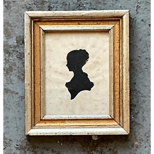 Vintage Silhouette Portrait in Gilt Frame For Sale In West Palm - Image 6 of 13