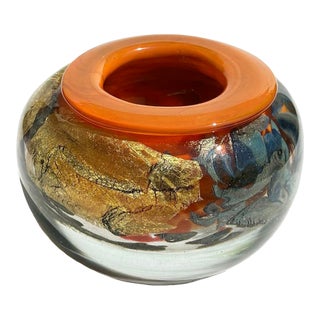 1988 Jean-Claude Novaro Studio Art Glass Dichroic Paperweight Vase For Sale
