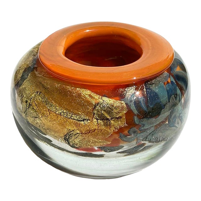 1988 Jean-Claude Novaro Studio Art Glass Dichroic Paperweight Vase For Sale