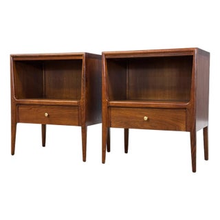 1960s Refinished Walnut Nightstands by Mt. Airy Facade - A Pair For Sale