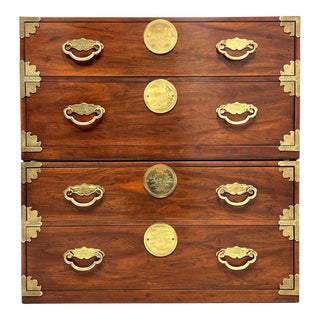 Henredon Asian Japanese Tansu Campaign Style Modular Stackable Chests - Pair B For Sale