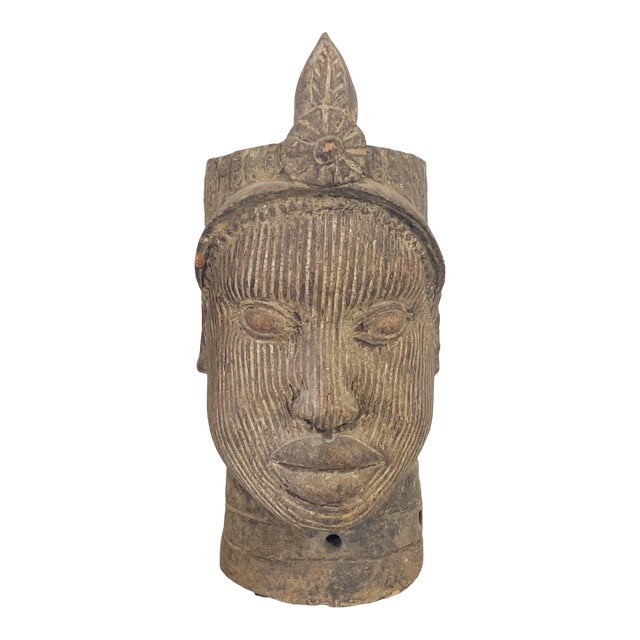 Vintage Rare Large Ife Clay / Terracotta Head of Oni Yoruba Nigeria African 17.5" H For Sale