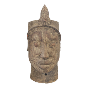 Vintage Rare Large Ife Clay / Terracotta Head of Oni Yoruba Nigeria African 17.5" H