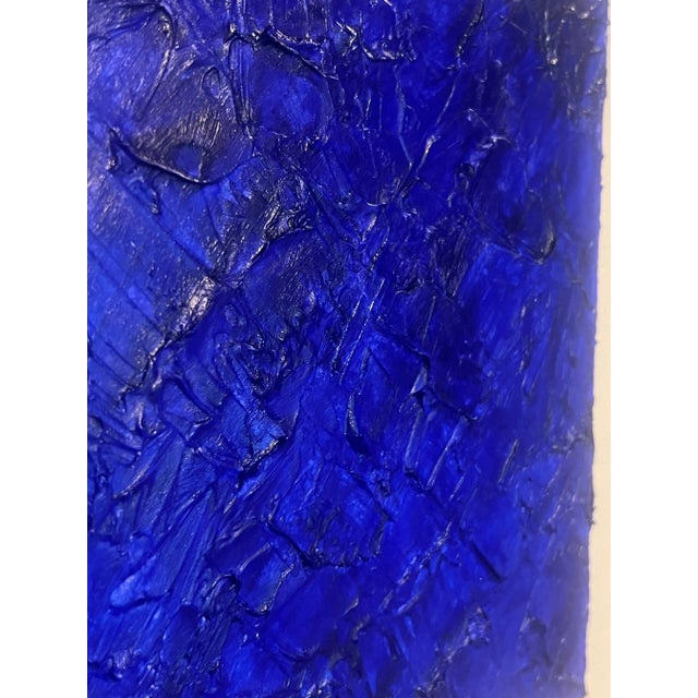 Modern Abstract Heavily Textured Acrylic Painting on Stretched Canvas, “Rocky Blue,” Signed, Dated For Sale - Image 4 of 7