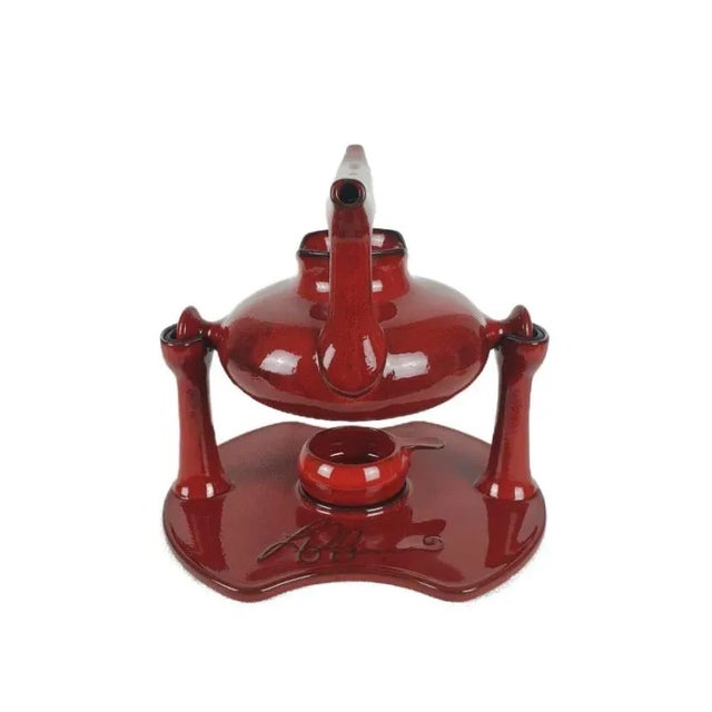 Special and rare edition of a vintage design Teapot. Red collor, made from ceramic and signature of the artist Luigi...