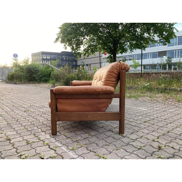 Brown Vintage Cognac Caramel Aniline Leather Sofa, 1970s For Sale - Image 8 of 18