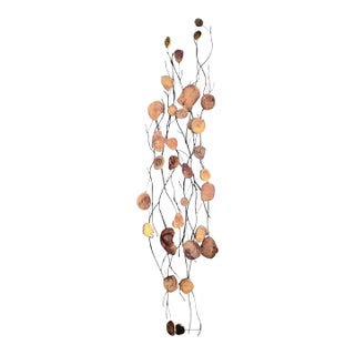 Organic Mid Century Modern Style Slim Tall Raw Wood Branch Wall Art Sculptures Hangings- A Pair For Sale