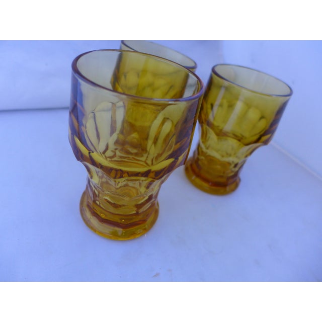 Mid-Century Modern Amber Water Glasses - Set of 3 For Sale - Image 4 of 5
