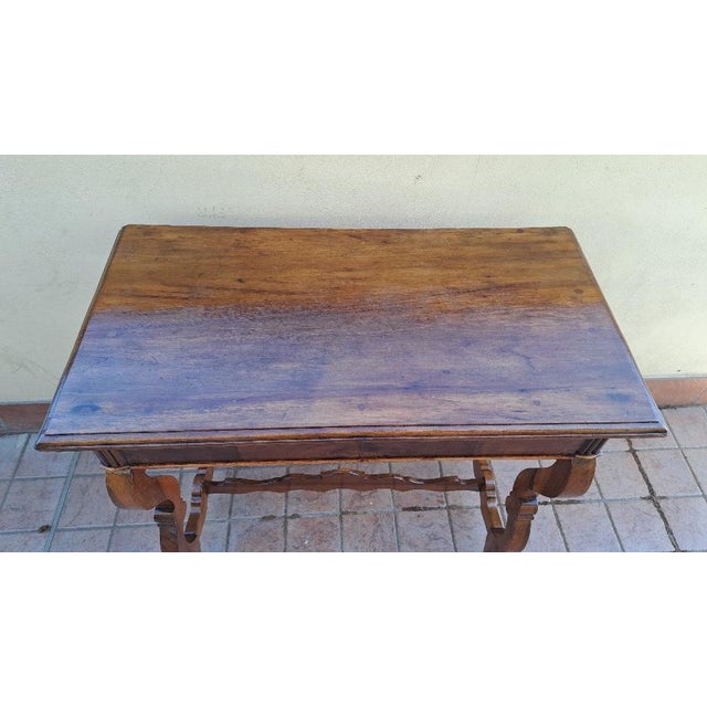 Spanish Lyre Console Table in Walnut For Sale - Image 5 of 7