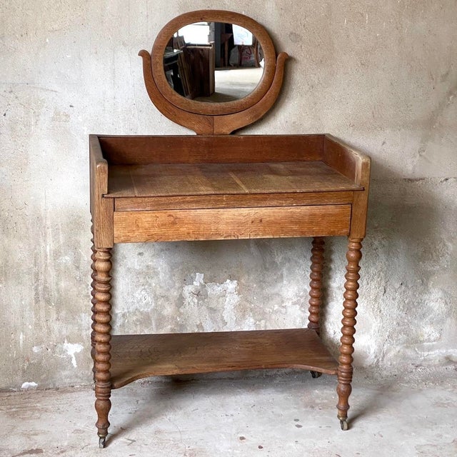 Vintage Turned Wood Dressing Table, 1950s For Sale - Image 4 of 9