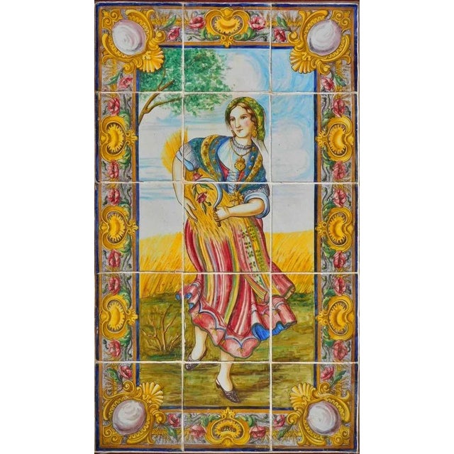 19th Century Portuguese Tiles Panel with Autumn Decor For Sale - Image 5 of 5