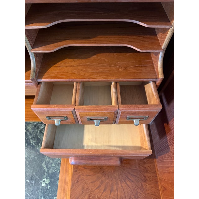 Wood Vintage Postmaster Rolltop Desk For Sale - Image 7 of 18